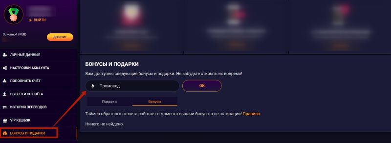 Поле для указания промокода